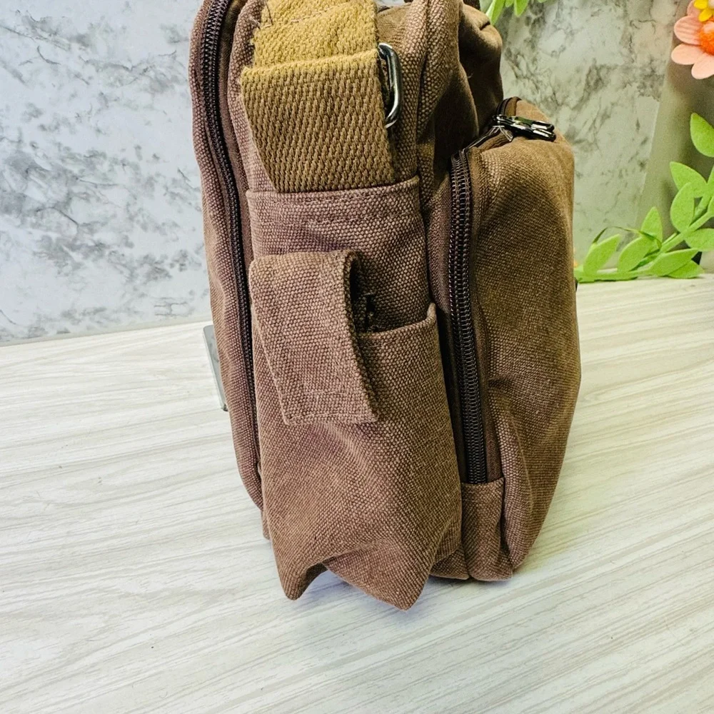 Han Yun Canvas Handbags Shoulder Bag Mens Brown